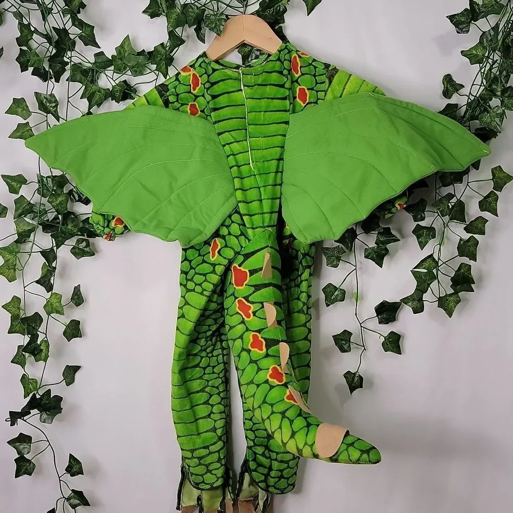 Underwraps. Kids Green Dragon Costume with Horns. Size 18-24 Months. EUC
